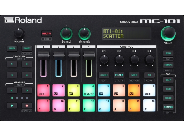 <b>Roland MC-101 BEAT MACHINE Caixa de Ritmos Musica Eletronica TR-808, TR-909, Juno-106, SH-101</b>