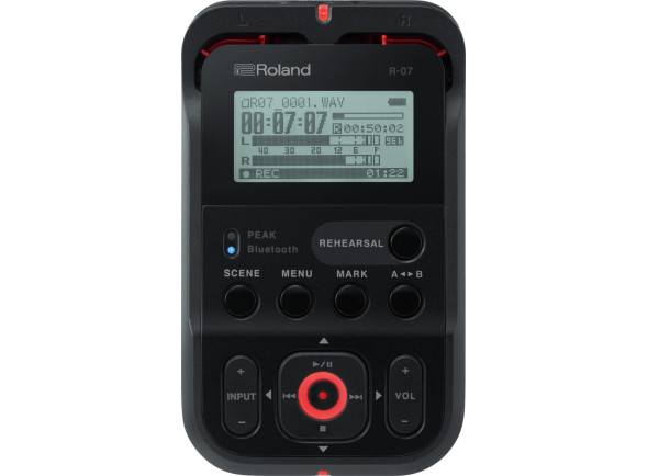 Roland R-07 BK <b>Gravador Portátil</b> Bluetooth SDHC - Grabador Profesional Roland R-07 BK para INFORMES con Minicolumna, Control remoto de grabaciones con la aplicación iOS/Android 