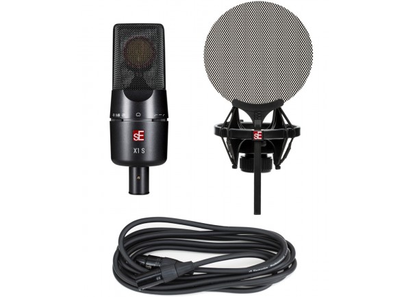 SE Electronics X1S Vocal Pack - Micrófono de condensador de diafragma grande, Patrón polar: cardioide, cápsula hecha a mano, Filtro de corte bajo: 80 Hz, 160 Hz, Almohadilla: 0dB, -10dB, -20dB, Contactos XLR chapados en oro, 