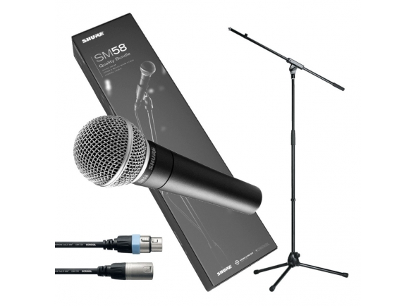 Shure SM58 Quality Bundle  - SHURE SM58 LC Micrófono Vocal Dinámico, Material: Hierro fundido, Patrón polar: cardioide, Impedancia: 150 Ω, Sensibilidad: -54,5 dBV/Pa (1,85 mV), Respuesta de frecuencia ajustada para voces - 50 ...