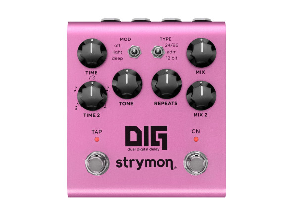 Strymon Dig V2 Dual Digital Delay - pedal de retardo, 3 modos: Apagado, Ligero, Profundo, 3 tipos de retraso, 12 bits a 24/96, 2 Delays, con controles independientes, utilizados en estéreo, o simultáneamente o en Ping/Pong, 5 ritmos:...