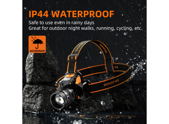 Superfire Lanterna de Cabeça 10W 350lm IP44 Zoom HL58