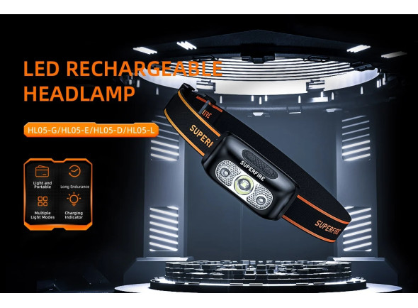 Superfire Lanterna de Cabeça 2W 110lm IP44 HL05-L