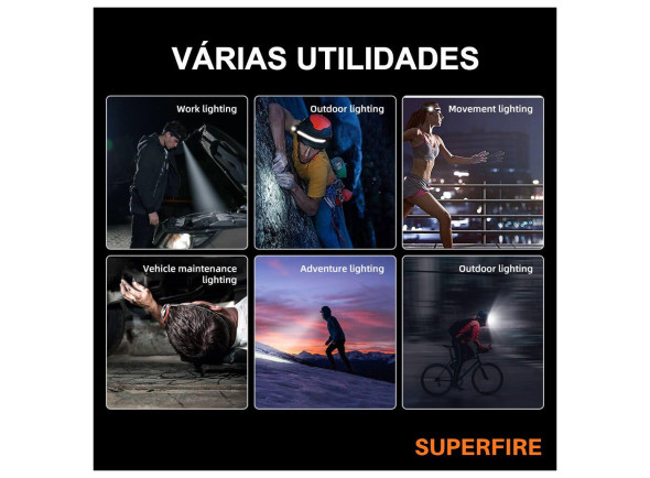Superfire Lanterna de Cabeça 2W 340lm C/ Sensor Movimento HL65