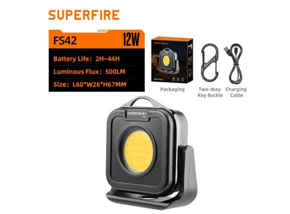 Superfire Lanterna Em Miniatura LED COB 12W 500lm IP44 FS42