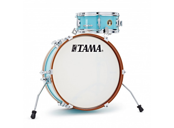Tama  Club Jam Mini Kit -AQB - Los cascos de los tambores están hechos de Mersawa/álamo de 6 capas (7 mm), Presentar un acabado WRAP, Aros de madera marrón claro en bombo, LJK28S-AQB, Color: azul agua, Brazo de platillo a juego ...