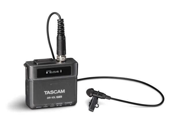 Tascam  DR-10 L Pro - Grabadora digital compacta con micrófono de solapa, Resolución flotante de 32 bits y tecnología de convertidor A/D dual, Medios de grabación/reproducción: tarjeta microSD (64 MB - 2 GB), tarjeta mi...