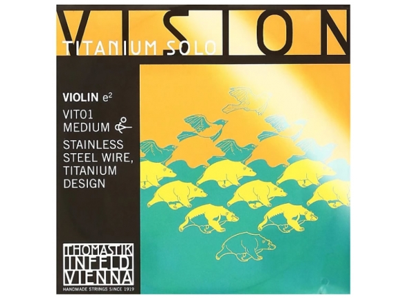 Thomastik Vision Titanium Solo E VIT01 - Cuerda E-single para violín 4/4, Material: acero inoxidable con diseño de titanio, Bola Titanal Desmontable, Medio, Thomastik nº VIT01, 