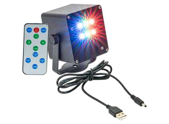 TINYLED-RGB-STROBE - 6x LED RGB de 1w, Batería recargable, Incluido: Mando a distancia y cable de carga, 