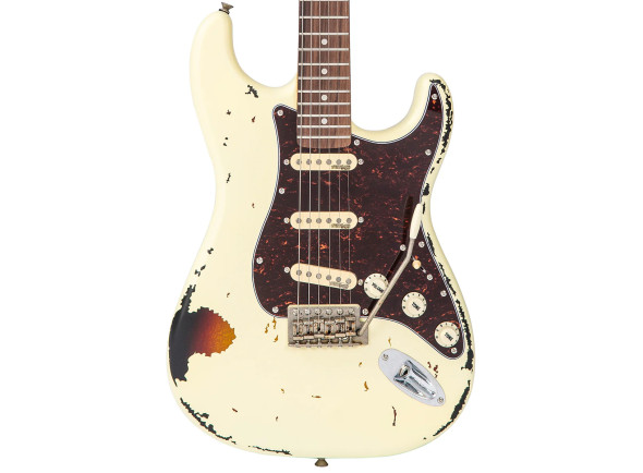 Vintage  V6 ICON Distressed White over Sunburst