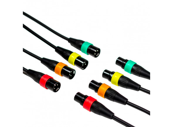 Zoom  SET 4 CABOS XLR XLR4CC  - Para podcasts de tablero y grabación de música, 4 cables de micrófono XLR de bajo ruido, 4 pares de anillos codificados por colores, Conectores de servicio pesado, Permite una identificación clara ...